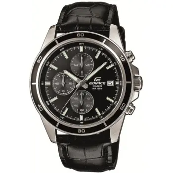 CASIO EDIFICE Mod. CLASSIC CHRONOGRAPH LEATHER- ALL BLACK-EFR-526L-1AVUEF