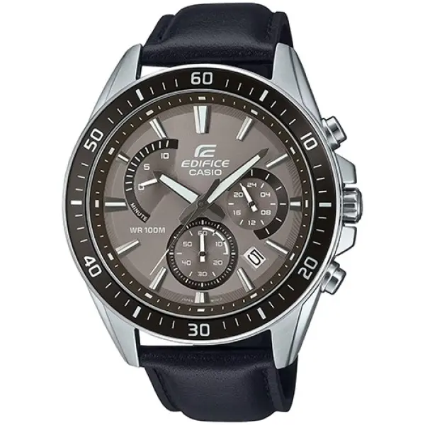 CASIO EDIFICE Mod. RETROGRADE CHRONOGRAPH XL LEATHER - TAN BLACK-EFR-552L-5AVUEF