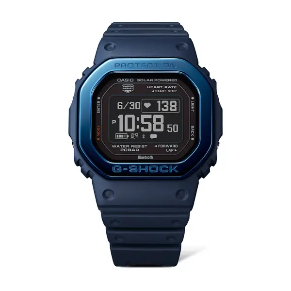 CASIO G SHOCK Mod. G SQUAD THE ORIGIN Blue w. Metal bezel HEART RATE SERIE DW H5600MB 2ER finewatch eu 2