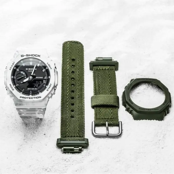 CASIO G SHOCK Mod. OAK ALPINE CAMO SERIE Special Edt. SNOW CAMOUFLAGE Extra Case Strap SPECIAL PRICE GAE 2100GC 7AER finewatch eu 1