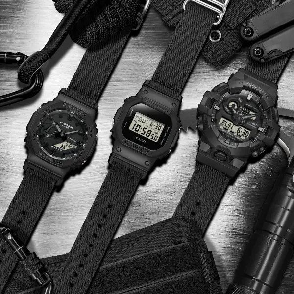 CASIO G SHOCK Mod. THE ORIGIN BLACK CORDURA ECO FABRIC STRAP SERIE DW 5600BCE 1ER finewatch eu 2